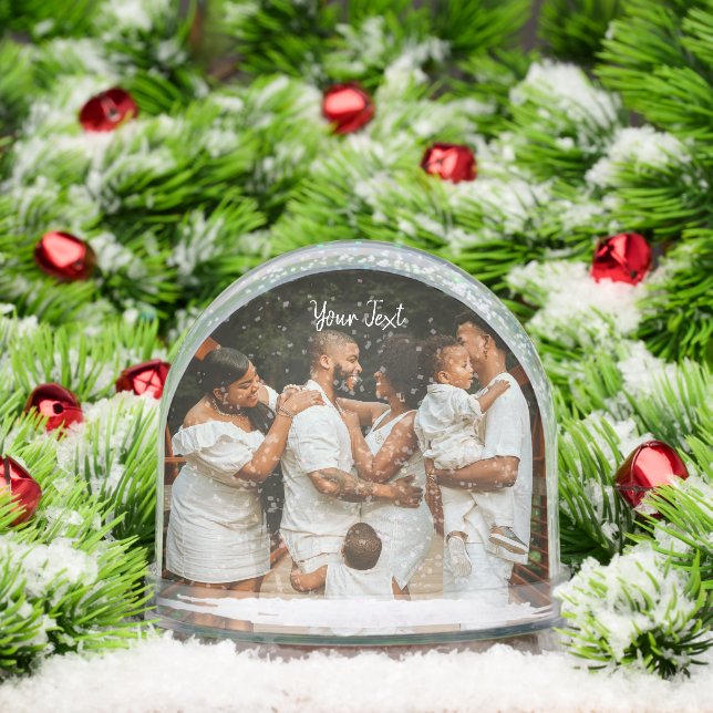 Personalized 2 Photo & Custom Text Template  Snow Globe (Christmas)