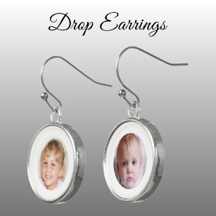 Personalized 2 photo drop earrings