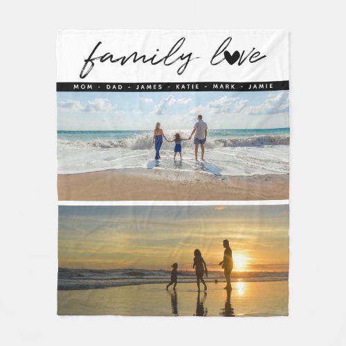 Personalized 2 Photo Family Love Memories  Fleece Blanket