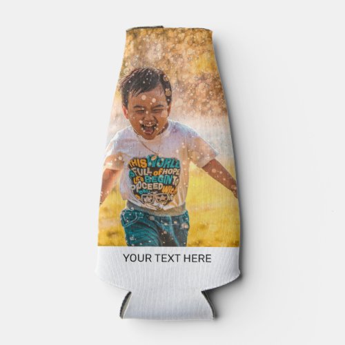Personalized 2 Photo Front Back Your Text  Bottle Cooler