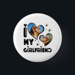 Personalized 2 Photo I Love My Girlfriend  Button<br><div class="desc">I Love My Girlfriend Heart Personalized 2 Photo</div>