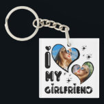 Personalized 2 Photo I Love My Girlfriend  Keychain<br><div class="desc">I Love My Girlfriend Heart Personalized 2 Photo</div>