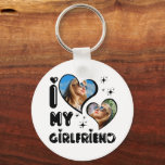 Personalized 2 Photo I Love My Girlfriend  Keychain<br><div class="desc">I Love My Girlfriend Heart Personalized 2 Photo</div>
