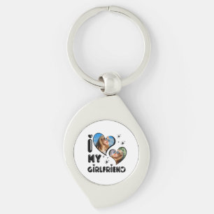 Personalized 2 Photo I Love My Girlfriend  Keychain