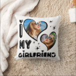 Personalized 2 Photo I Love My Girlfriend  Throw Pillow<br><div class="desc">I Love My Girlfriend Heart Personalized 2 Photo</div>