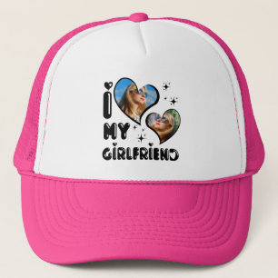 Personalized 2 Photo I Love My Girlfriend  Trucker Hat