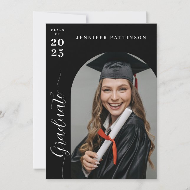 Personalized 2 Photo Modern Graduation Announcement (Front)