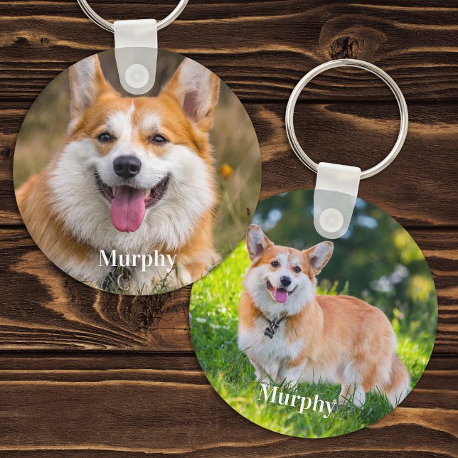Personalized 2 Photo Modern Pet Dog Lover Keychain (Creator Uploaded)