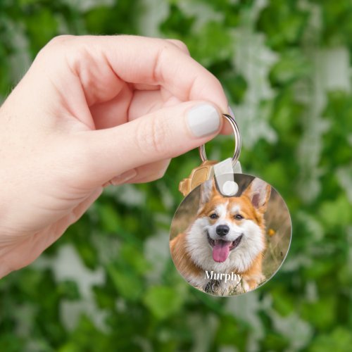 Personalized 2 Photo Modern Pet Dog Lover Keychain
