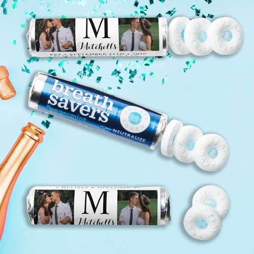 Personalized 2 Photo Monogram Thank You Wedding  Breath Savers Mints