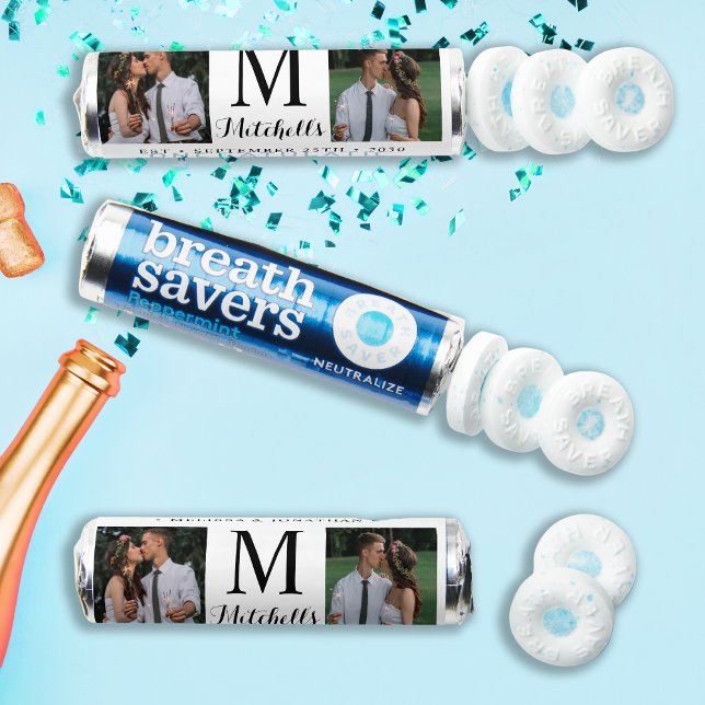 Personalized 2 Photo Monogram Thank You Wedding  Breath Savers® Mints (Creator Uploaded)