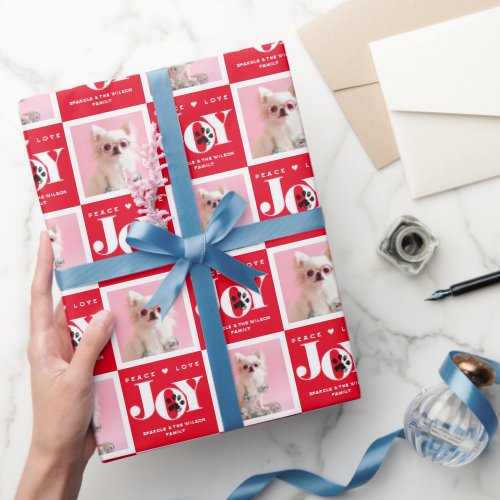 Personalized 2 Photo Pet Dog JOY Wrapping Paper