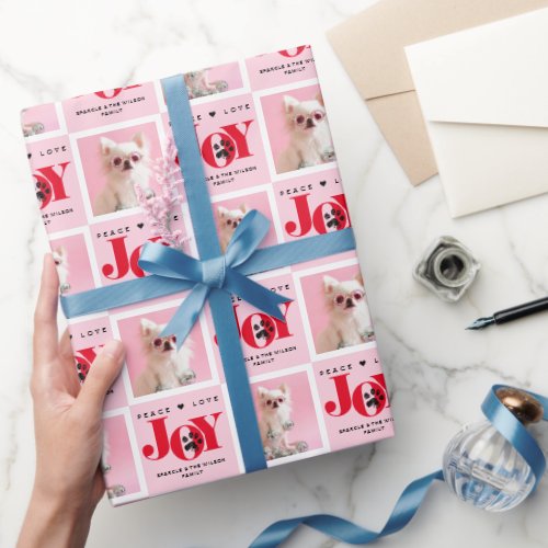 Personalized 2 Photo Pet Dog JOY Wrapping Paper