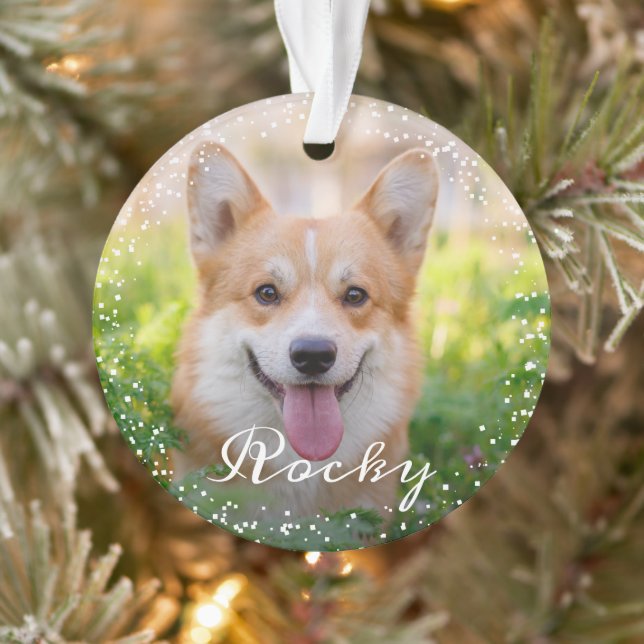 Personalized 2 Photo Pet Dog Puppy Holiday Ornament (Tree)