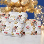 Personalized 2 Photo Pet Dog Puppy White Gold Paws Wrapping Paper<br><div class="desc">Personalized 2 Photo Pet Dog Puppy White Gold Paws Wrapping Paper</div>