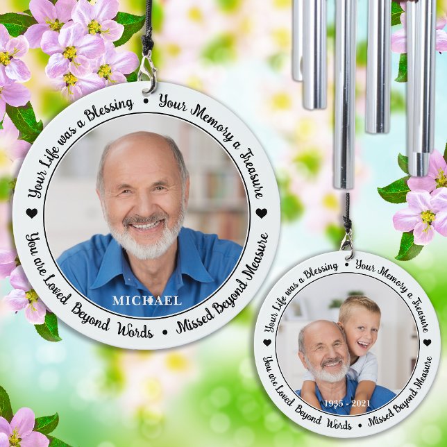 Personalized 2 Photo Remembrance Keepsake Memorial Wind Chime (Creator Uploaded)