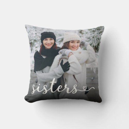 Personalized 2_photo sisters throw pillow