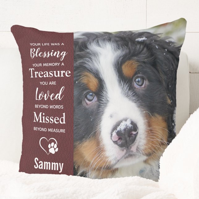 Personalized 2 Photo Sympathy Gift Pet Memorial Throw Pillow (Creator Uploaded)