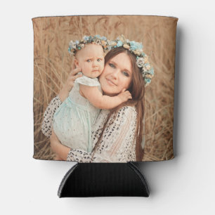 Personalized 2 Photo Template Double Sided Can Coo Cooler