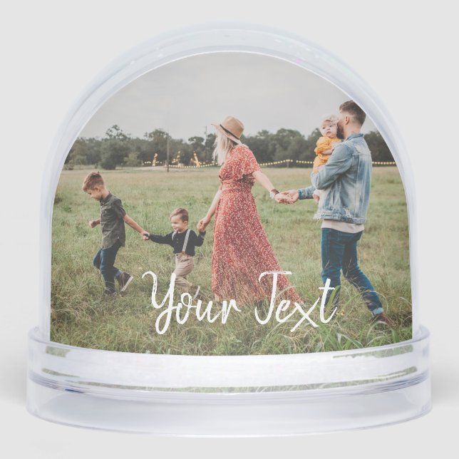 Personalized 2 Photos & Custom Text Template Snow Globe (Front)