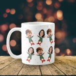 Personalized 2 Photos Face Funny Christmas Elf Kid Coffee Mug<br><div class="desc">Replace the face of this elf with your favorite 2 photos (make sure to crop as much to the face as possible and use an app to remove the background) and personalize this funny Christmas Holiday coffee mug with your kid, husband, or boyfriend on it! Also a fun and unique...</div>