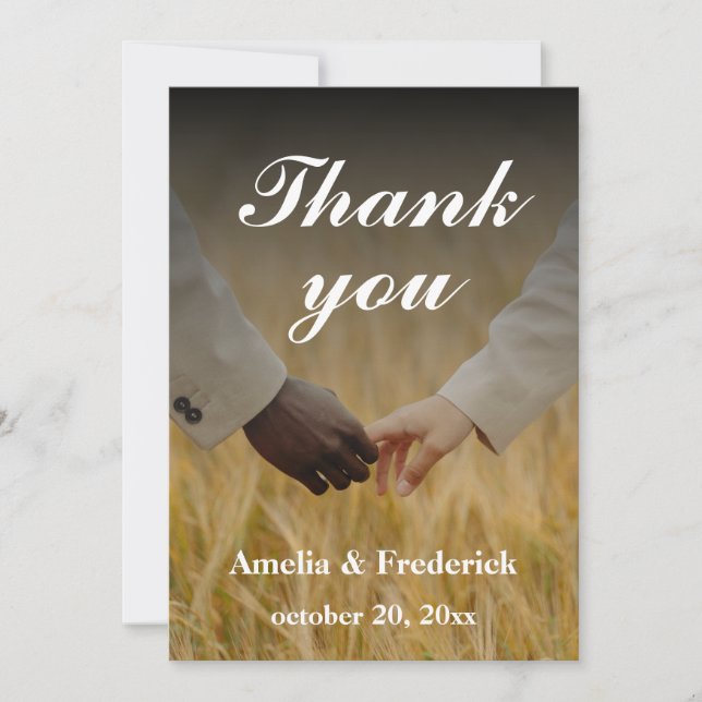 Personalized 2 photos Wedding Thank You Card (Front)
