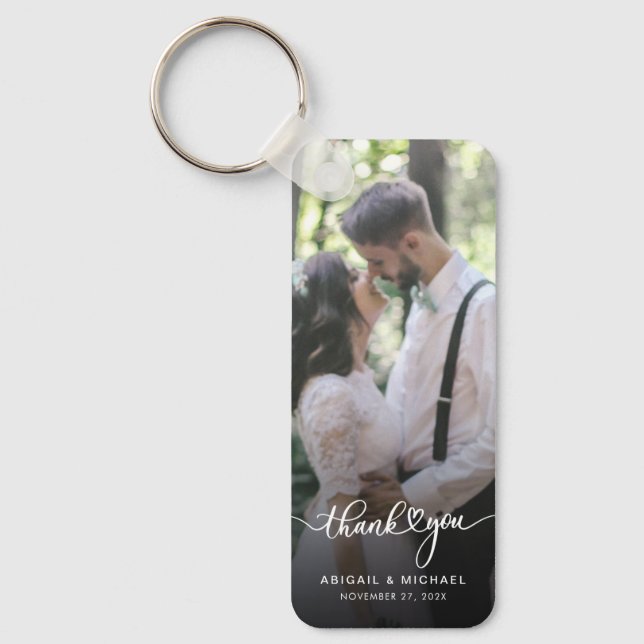 Personalized 2 Photos Wedding Thank You Keychain (Front)