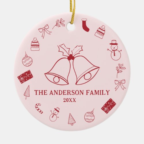 Personalized 2-sided Christmas Photo Minimalist Ceramic Ornament