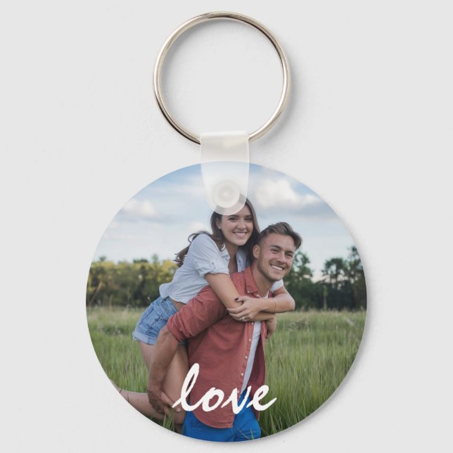 Personalized 2 sided Photo and Text Photo Collage  Keychain (Front)