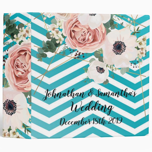 Personalized 2" Wedding Binder Geometric Rose Chev (Front/Spine)