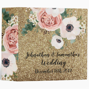 Personalized 2" Wedding Binder Geometric Rose Gold