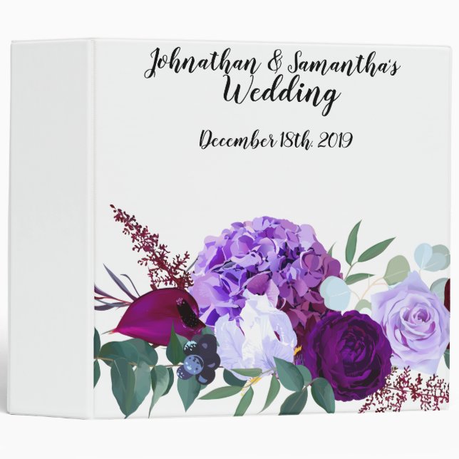 Personalized 2" Wedding Binder Lavender Hibiscus (Front/Spine)