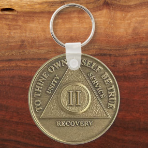 Personalized 2 Year Sober Anniversary Coin Keychain