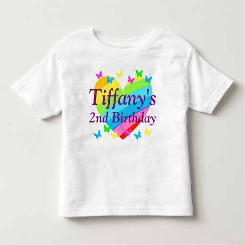 PERSONALIZED 2 YR OLD HEARTS  BUTTERFLIES T SHIRT