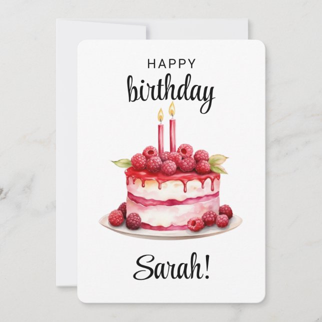 Personalized 2nd Birthday Cake Card Baby Girl (Front)