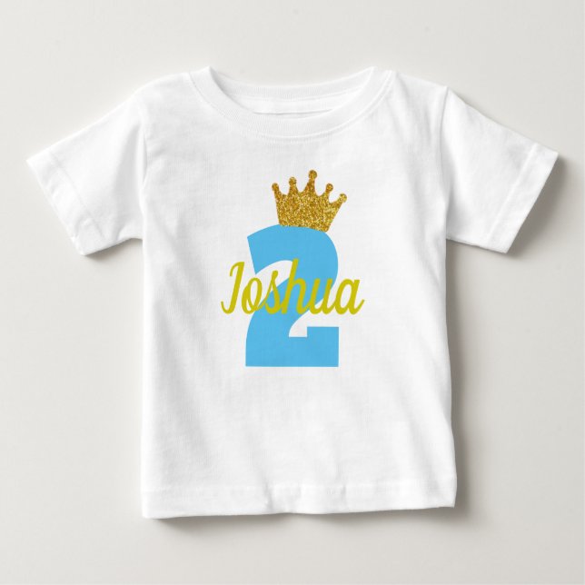 Personalized 2nd Birthday Crown Boy's Shirt (Front)