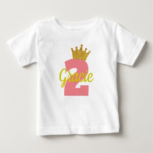 Personalized 2nd Birthday Crown Girls Shirt
