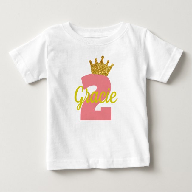 Personalized 2nd Birthday Crown Girl's Shirt (Front)