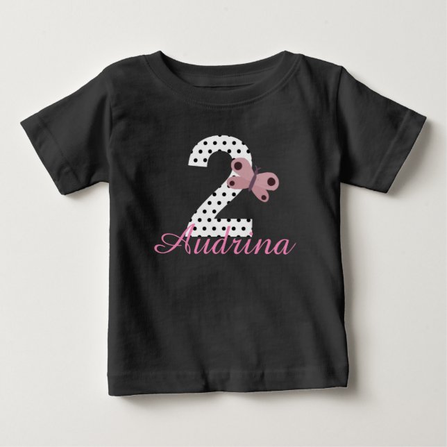 Personalized 2nd Birthday Girls Butterfly Shirt (Front)