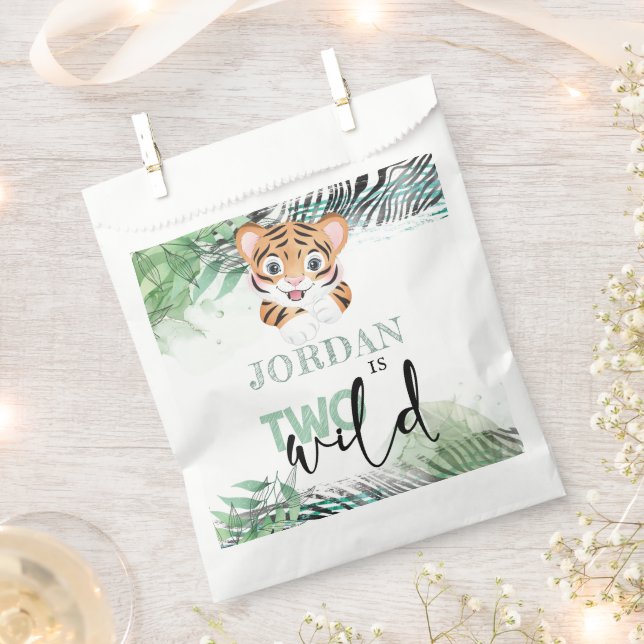 Personalized 2nd Birthday Lion Jungle Favor Bag (Clipped)