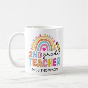 Personalized 2nd Grade Rainbow Teacher Coffee Mug