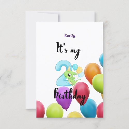 Personalized 2nd Year Birthday invitation Card