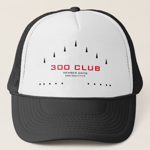 Personalized 300 Club Member Bowling Lane Markings Trucker Hat
