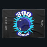 Personalized 300 Game Blues Bowling Towel<br><div class="desc">The perfect game in bowling is desired by all,  but only achieved by few.  Award the accomplishment with a unique and stylish gift to honor the achievement.  Personalize by adding bowler's name and date bowled.  Type style can be changed as well as the color,  size and location.</div>