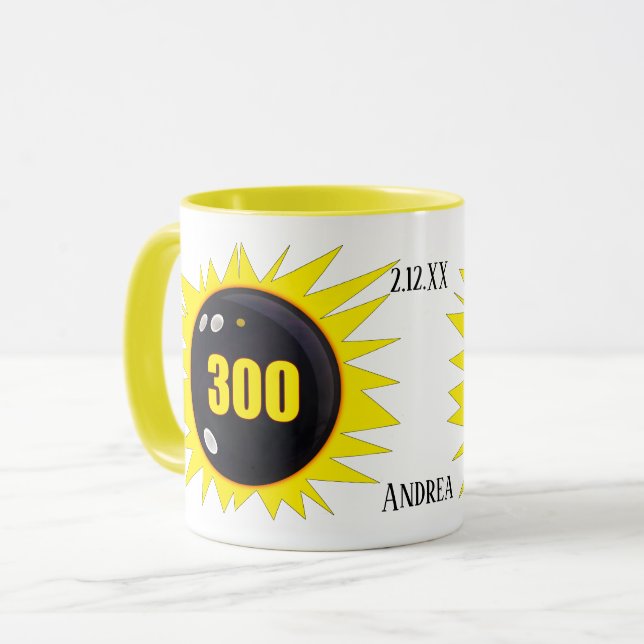 Personalized 300 Perfect Game Bowling, Coffee Mug (Front Left)