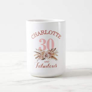 Personalized, 30 and Fabulous Flower Coffee Mug
