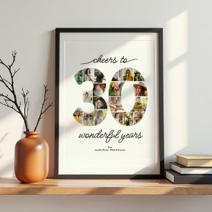 Personalized 30 Photo Collage Celebration Poster