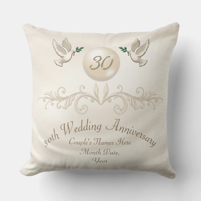 Personalized 30 Year Anniversary Gift for Wife Throw Pillow (Front)