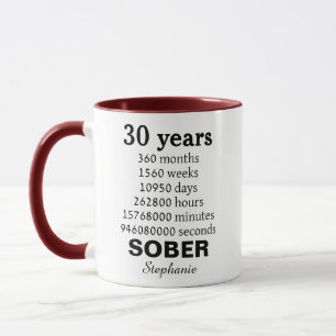 Personalized 30 Years Sober Mug Recovery gift