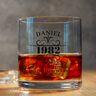 Personalized 30th 40th 50th 60th 70th 80 Birthday Whiskey Glass